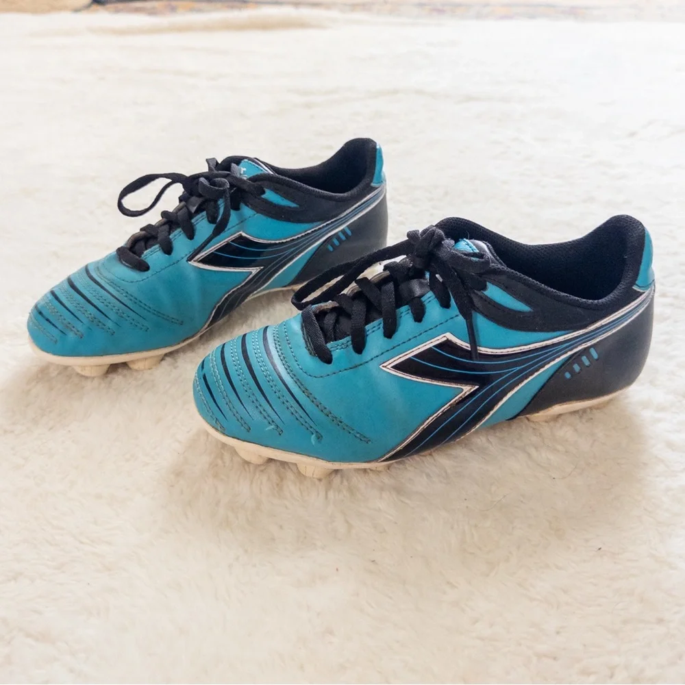 Kids Blue and Black Soccer Shoes